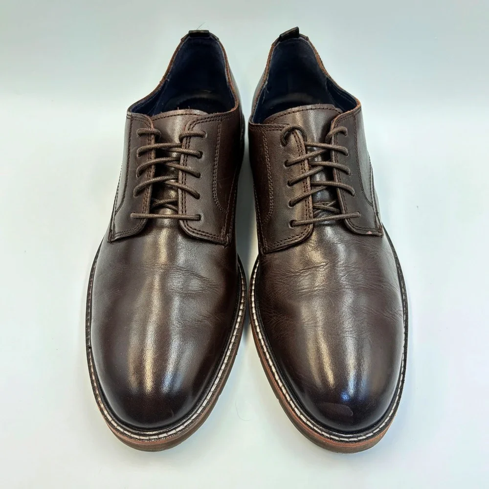 Cole Haan Mens 9.5 Grand.360 Brown Leather Derby Oxford Dress Shoes C30692 Comfy
